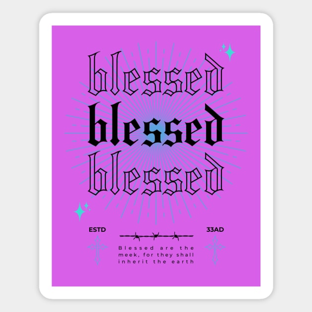 Blessed are the Meek - Light Blue Magnet by Inspired Saints